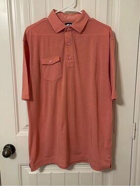 FootJoy Men's Large Short Sleeve Pink Coral Pocket Golf Lightweight